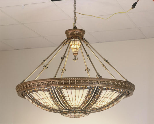 Stained Glass / Tiffany Bowl Pendant from the Fleur-de-lis Collection
