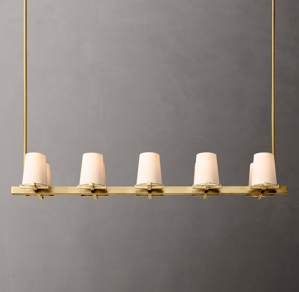 Pauillac Fabric Shade Linear Chandelier 49"