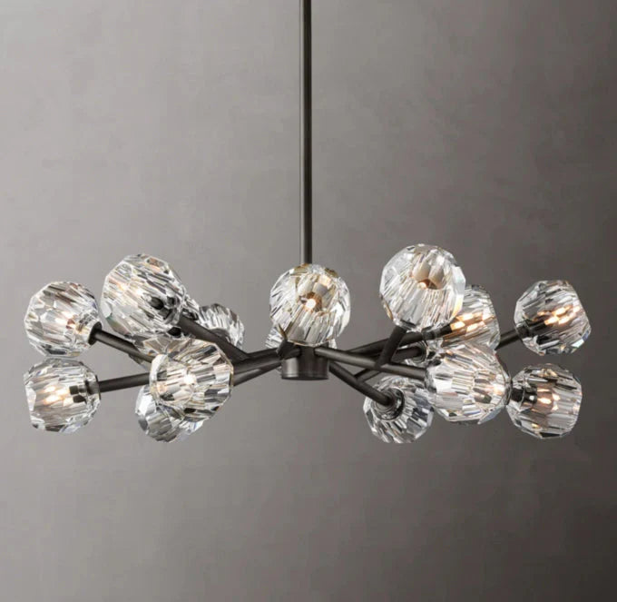 Crystal Sphere Clear Glass Round Chandelier 36"