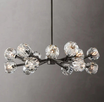 Crystal Sphere Clear Glass Round Chandelier 36"