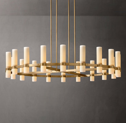 Ravelle Round Milk Glass Chandelier 60"