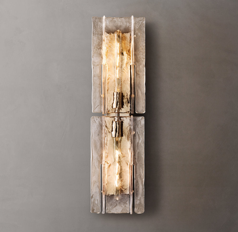 Grid Pattern Clear Glass Wall Sconce 30"