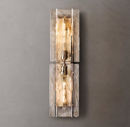 Grid Pattern Clear Glass Wall Sconce 30"