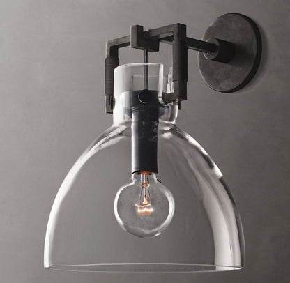 Machinist Glass Cloche Sconce 10"