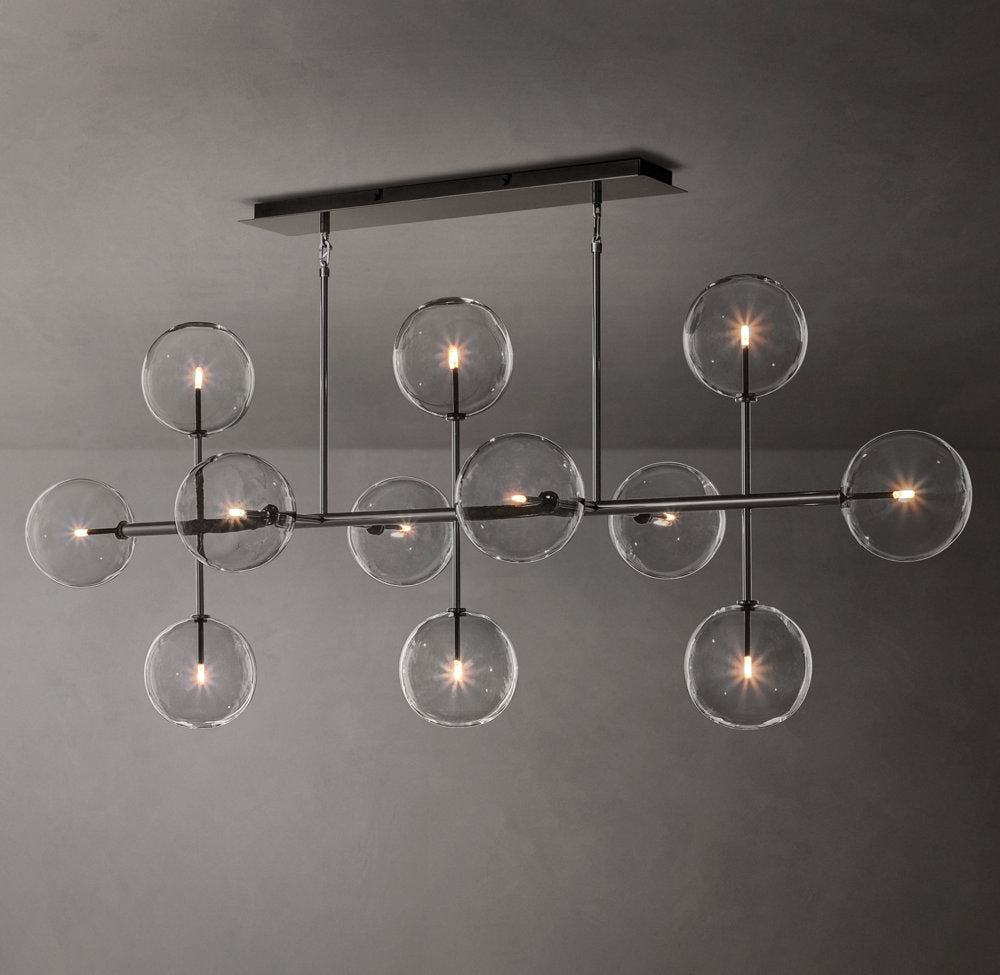 Glass Orbital Mobile Linear Chandelier