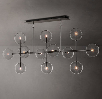 Glass Orbital Mobile Linear Chandelier