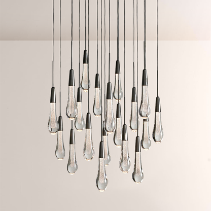Raindrop Glass Round Solitaire Chandelier