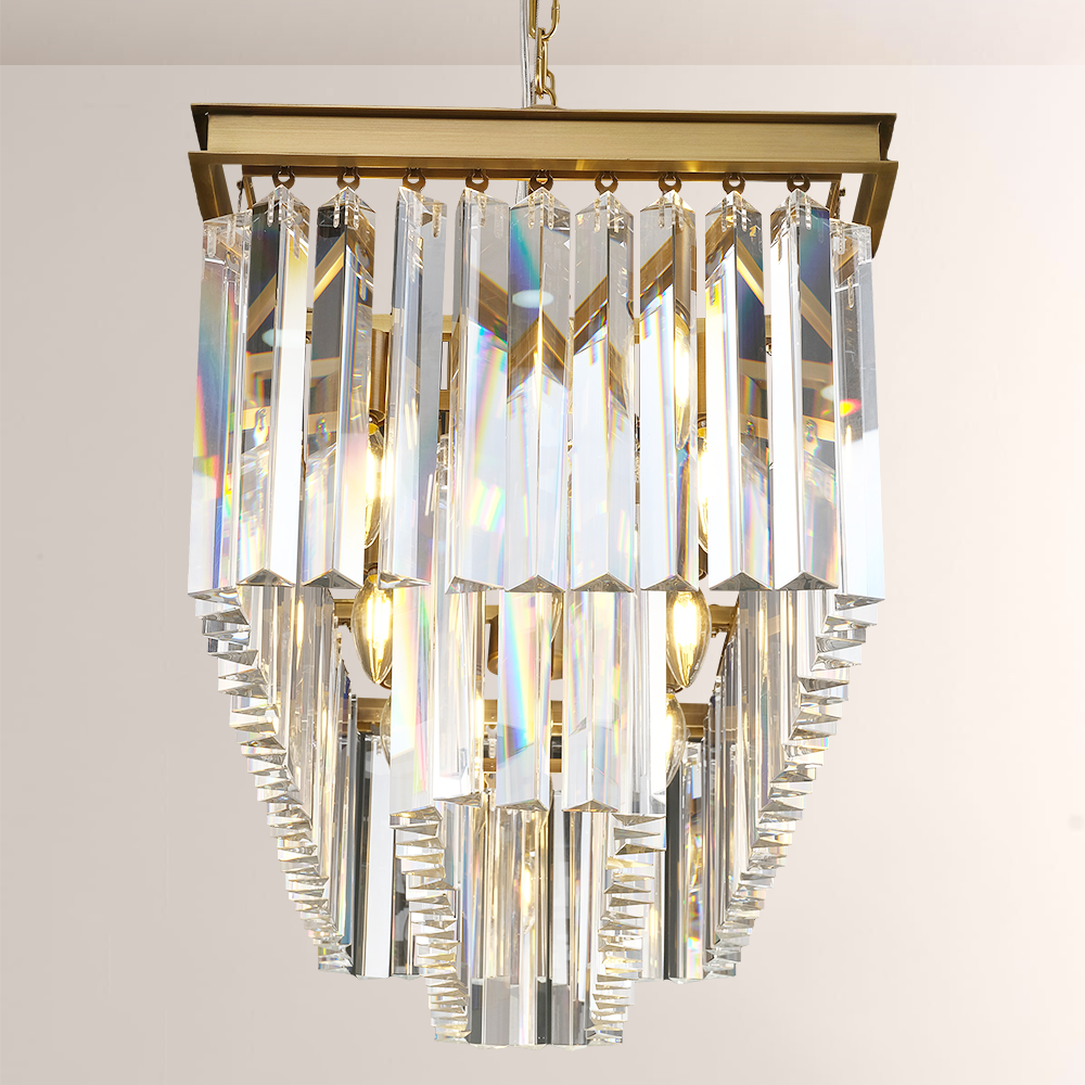 Ryalin Rectangular Glass Chandelier 40"
