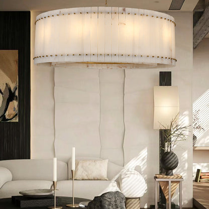 Aurelix Alabaster Round Chandelier