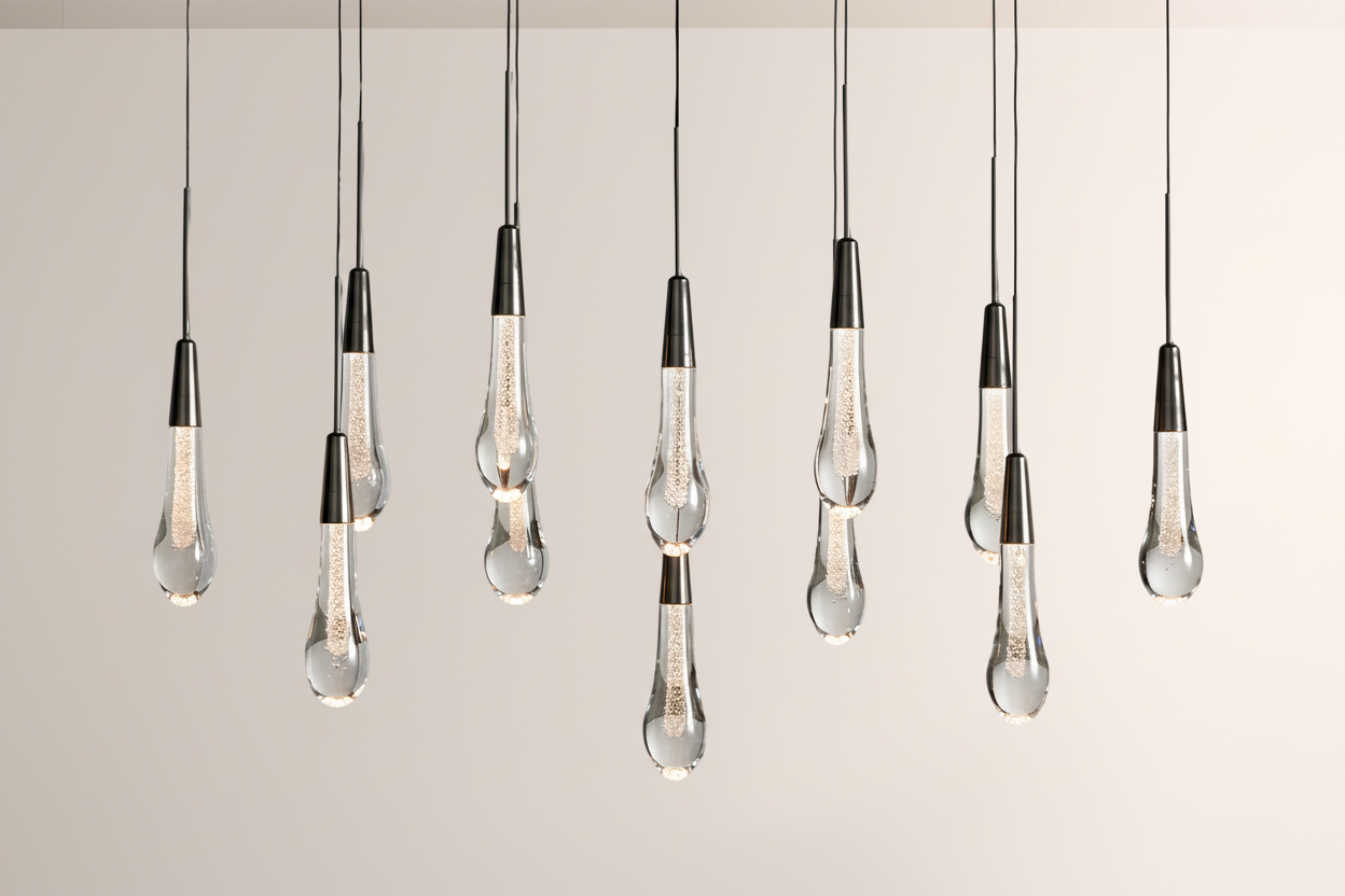 Raindor Glass Solitaire Linear Chandelier