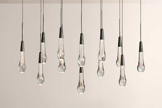 Raindrop Glass Solitaire Linear Chandelier