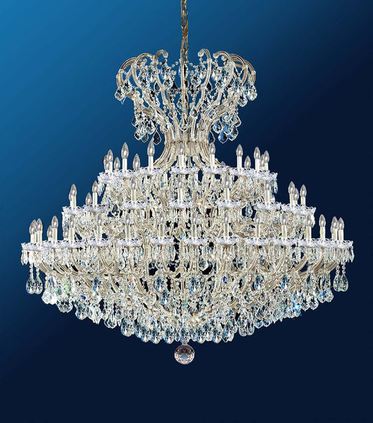 72 Lights Maria Theresa crystal chandelier dressed with clear crystals