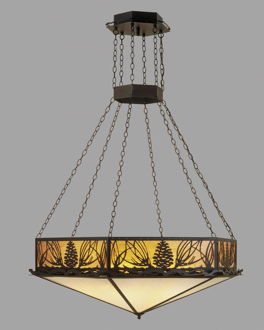 6 Light 51" Wide Pendant with Handmade Shade