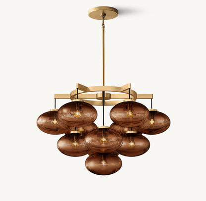 Cabrette Amber Glass Round Chandelier 36"