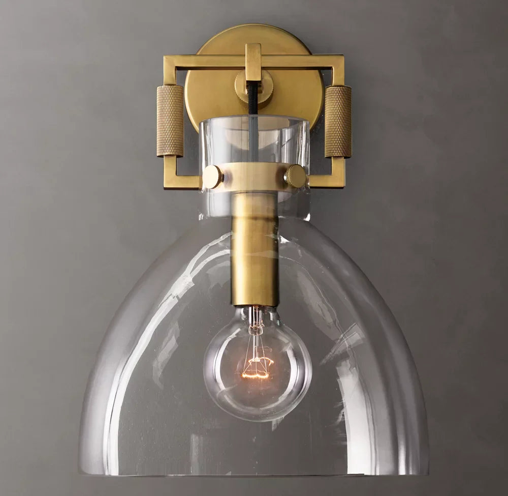 Machinist Glass Cloche Sconce 10"