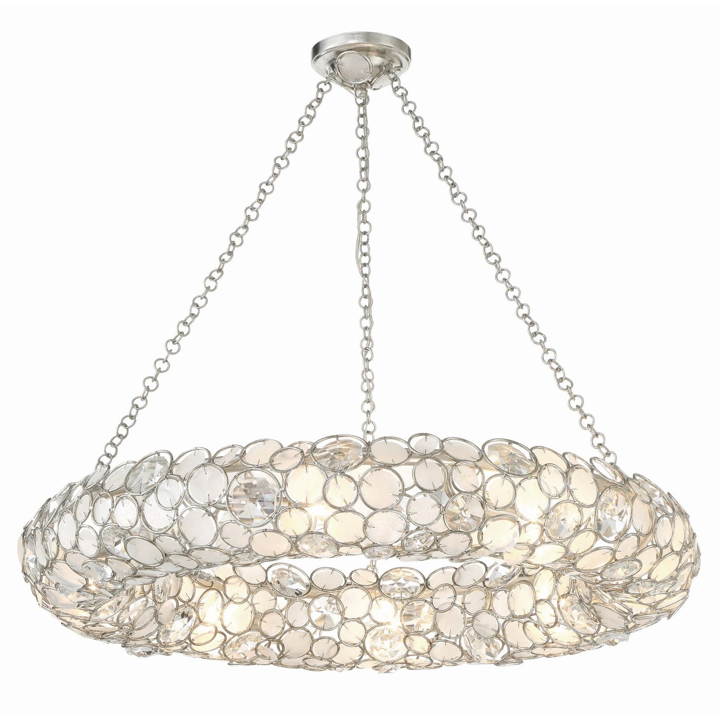 Palla 32'' Antique Silver Chandelier Silver 32"W x 5.25"H x 32"D