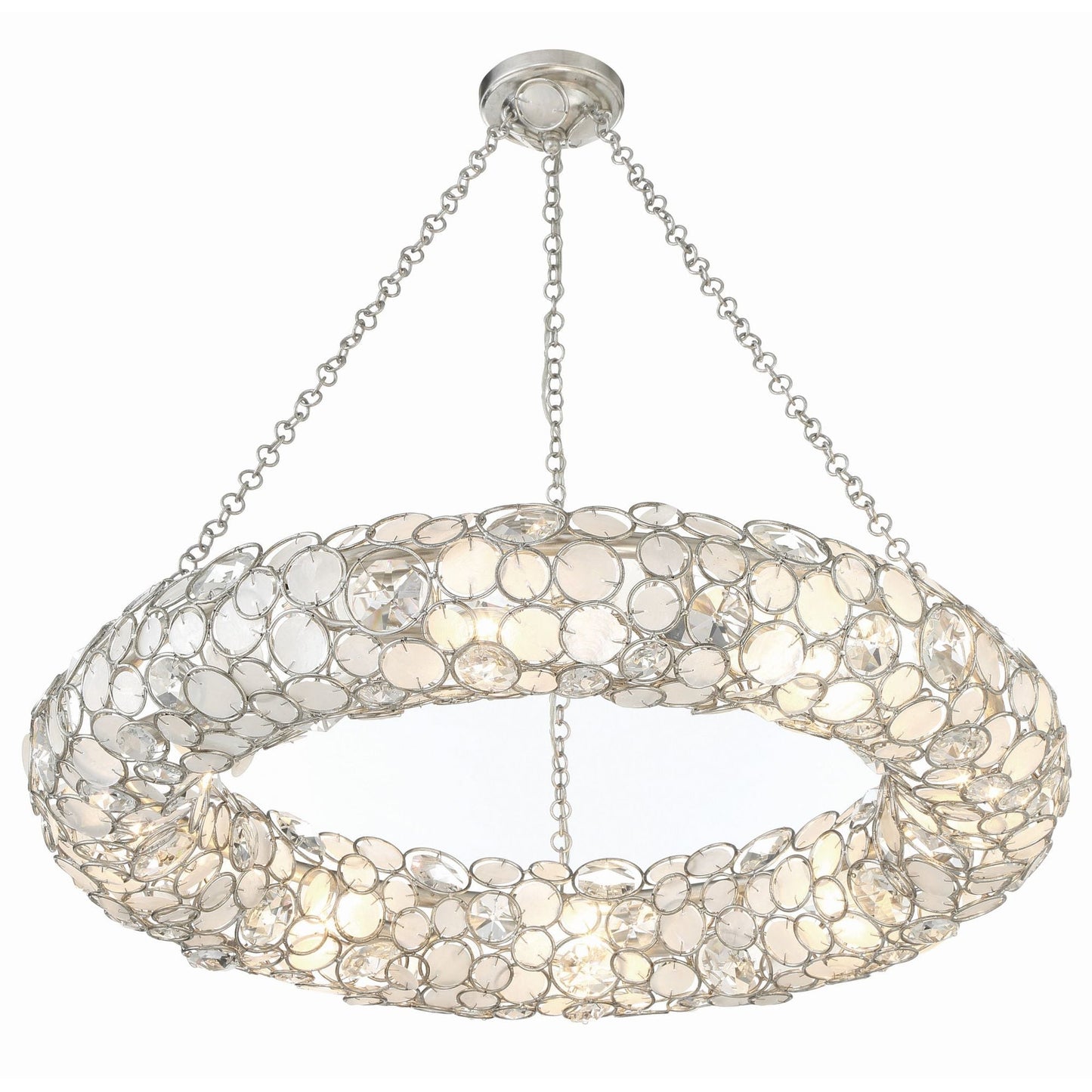 Palla 32'' Antique Silver Semi Flush Mount Silver 32"W x 5.25"H x 32"D