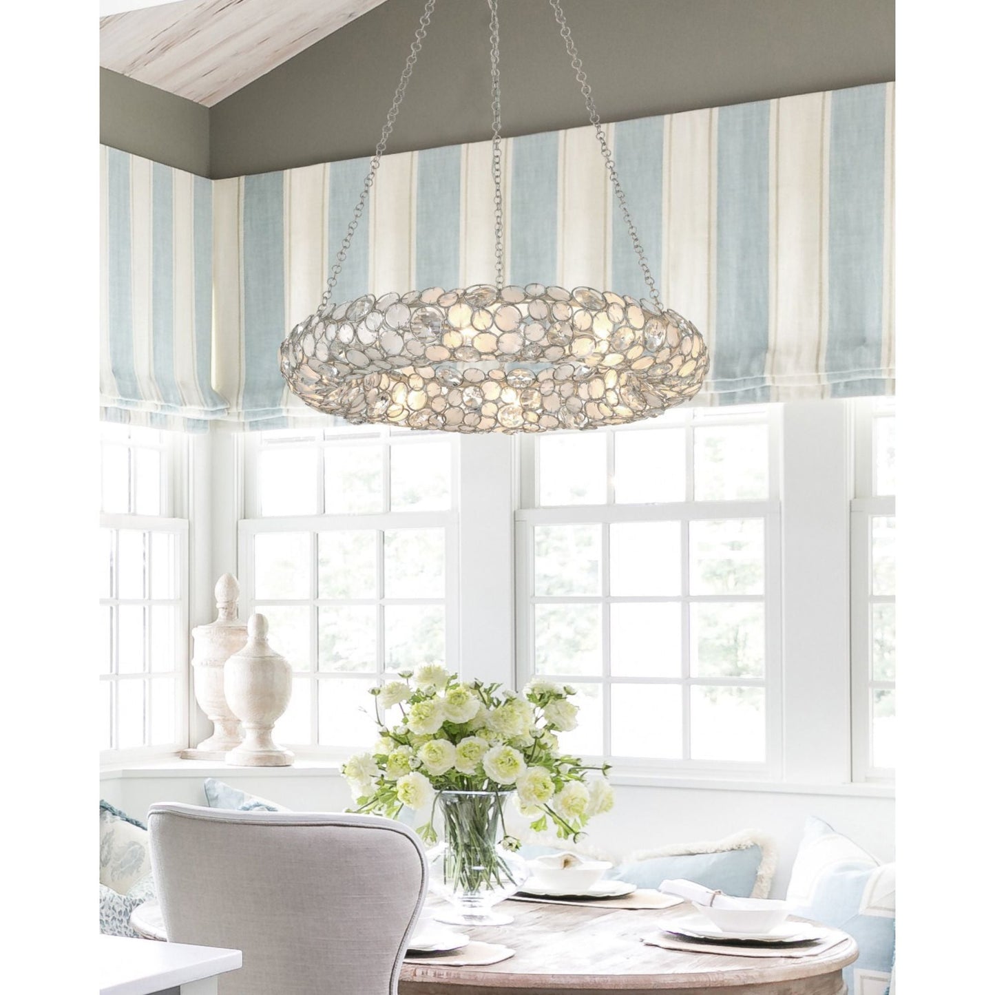 Palla 32'' Antique Silver Chandelier Silver 32"W x 5.25"H x 32"D