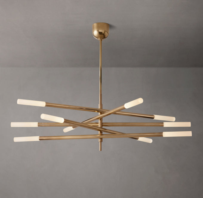 Rousselle Ten-Light Etched Rod Mobile Chandelier
