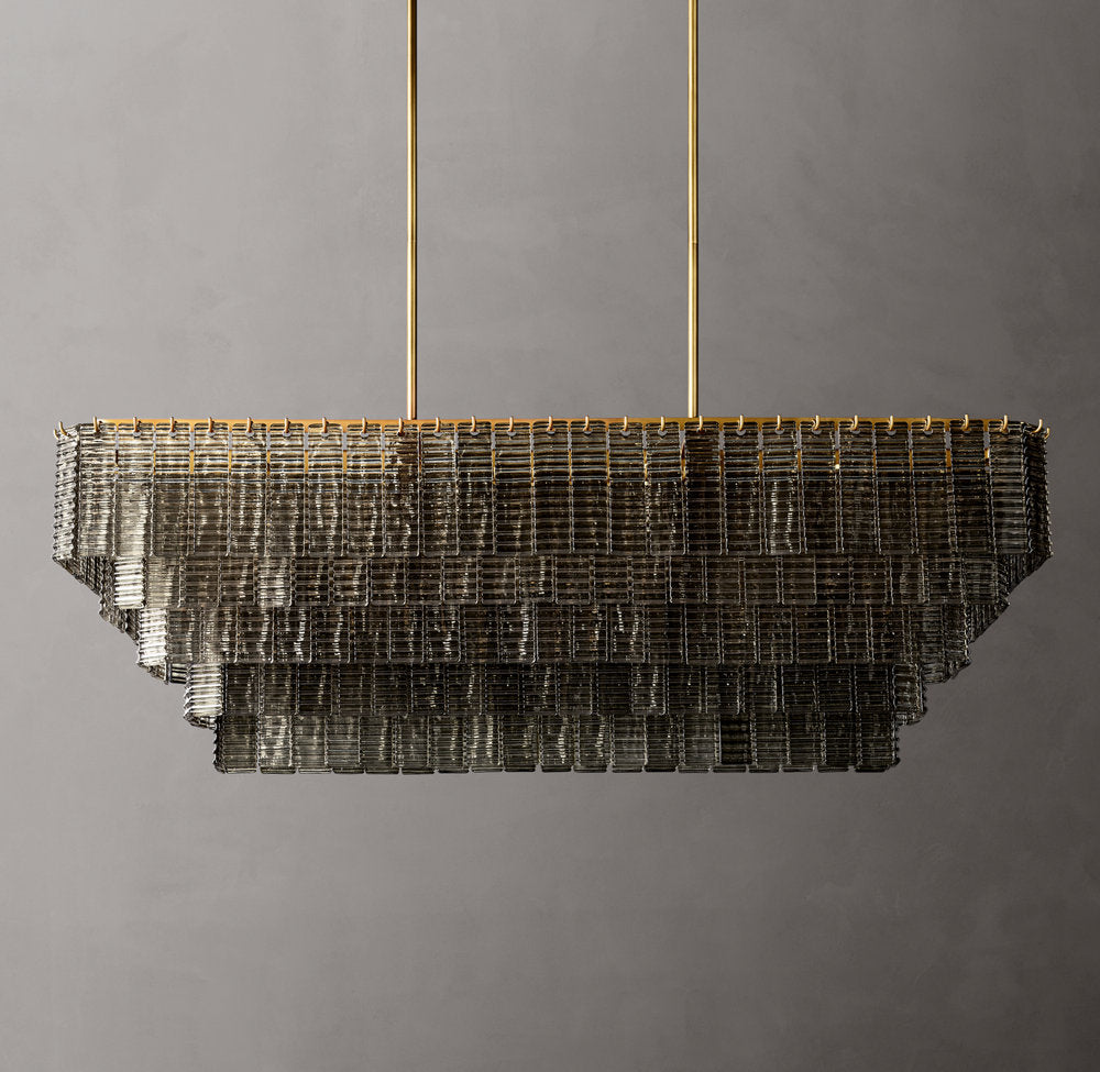 Sirene Smoke Glass Rectangular Chandelier 59"