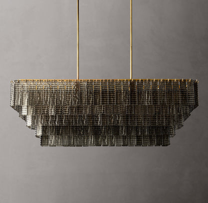 Sirene Smoke Glass Rectangular Chandelier 59"