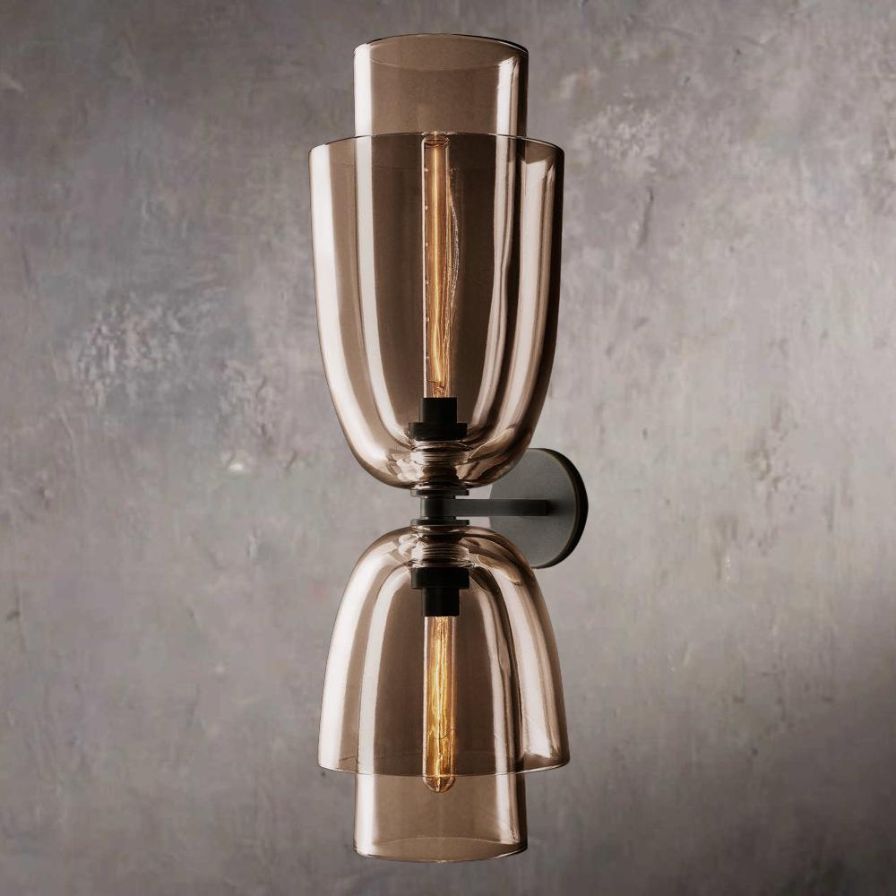 Bloms Amber Glass Cloche Grand Wall Sconce
