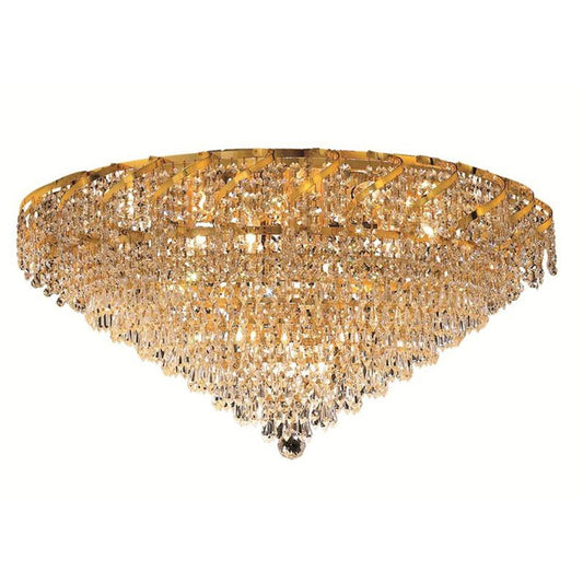 Belenus Gold Twenty-One Light 30-Inch Flush Mount with Royal Cut Clear Crystal