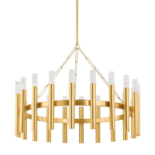 Pali 20-Light Chandelier in Aged Brass 42.25L x 42.25W x 29.25H