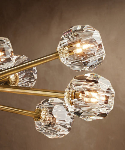 Crystal Sphere Clear Glass Round Chandelier 36"