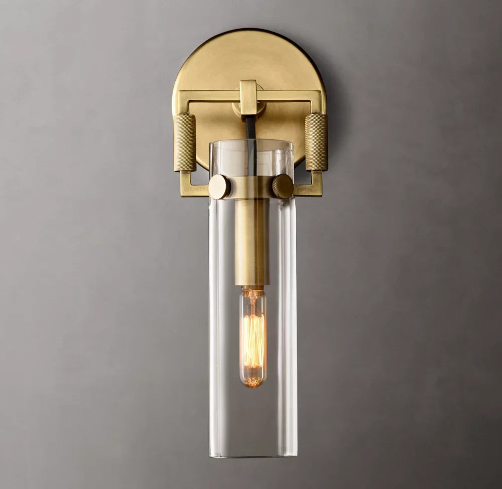 Machinist Glass Cylinder Sconce 9"