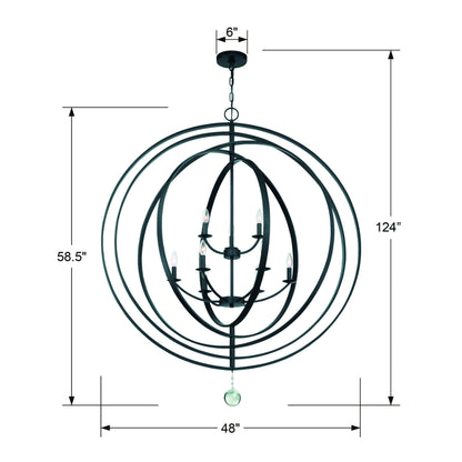 Luna 48'' Matte Black Chandelier Black 48"W x 58.5"H x 48"D
