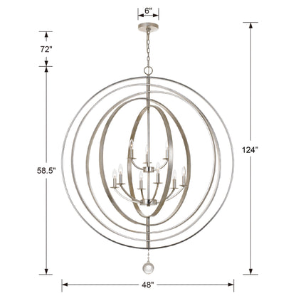 Luna 48'' Antique Silver Chandelier Silver 48"W x 58.5"H x 48"D