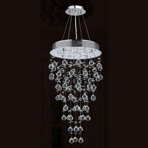 Seven-Light Chrome Finish with Clear-Crystals Chandelier