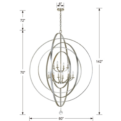 Luna 60'' Antique Silver Chandelier Silver 60"W x 70"H x 60"D