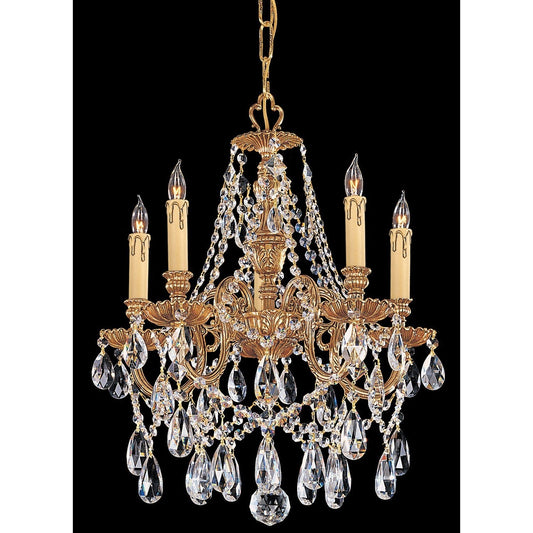 Group Novella Ornate Cast Brass Five-Light Chandelier with Swarovski Strass Crystal