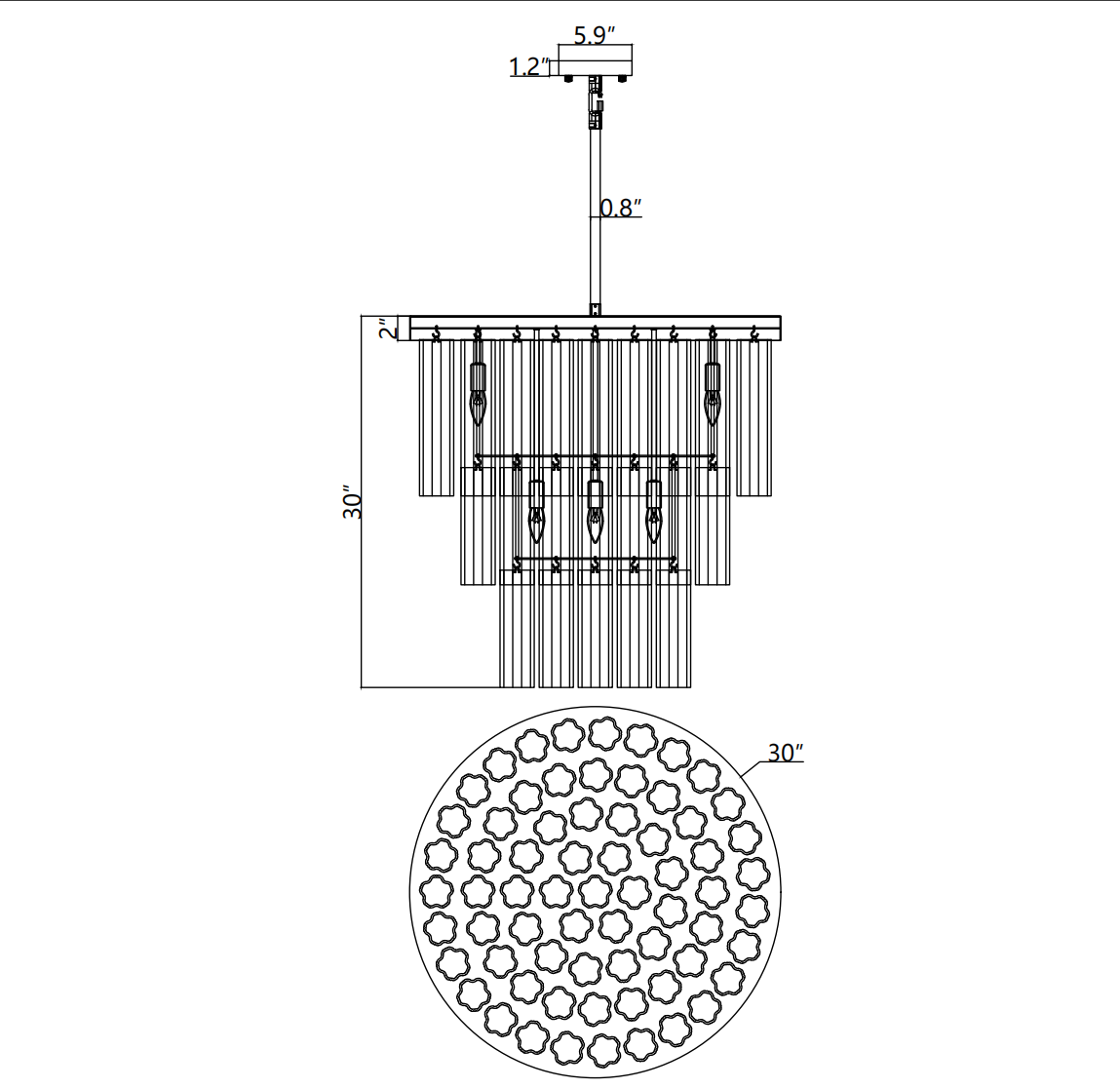 Chelor 3-Tier Round Chandelier 36”