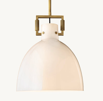 Machinist Milk Glass Cloche Pendant
