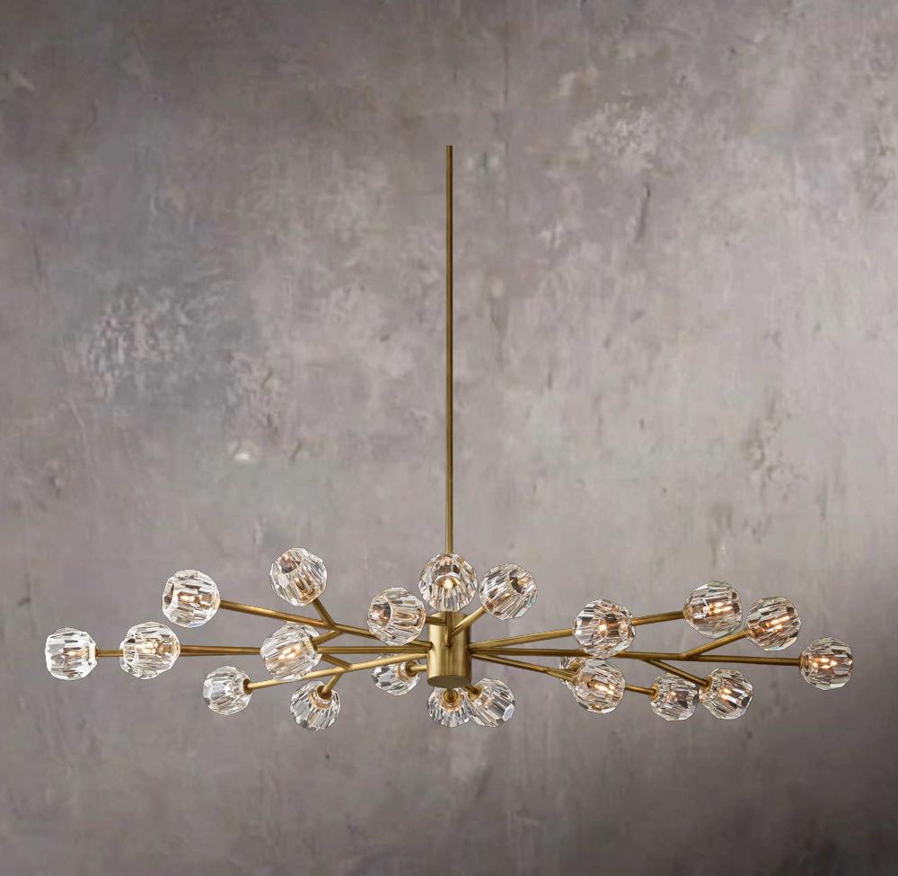 Crystal Sphere Transparent Glass Oval Chandelier 72"