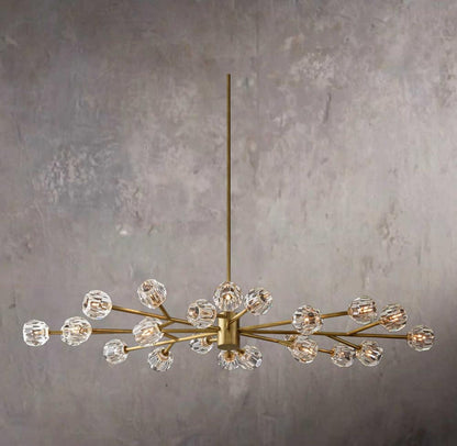 Crystal Sphere Transparent Glass Oval Chandelier 72"
