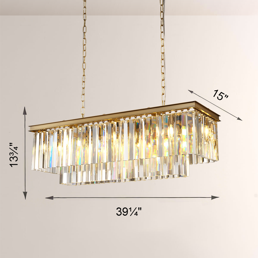 Ryalin Rectangular Glass Chandelier 40"