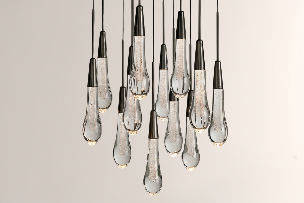 Raindor Glass Round Solitaire Chandelier