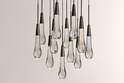 Raindrop Glass Round Solitaire Chandelier