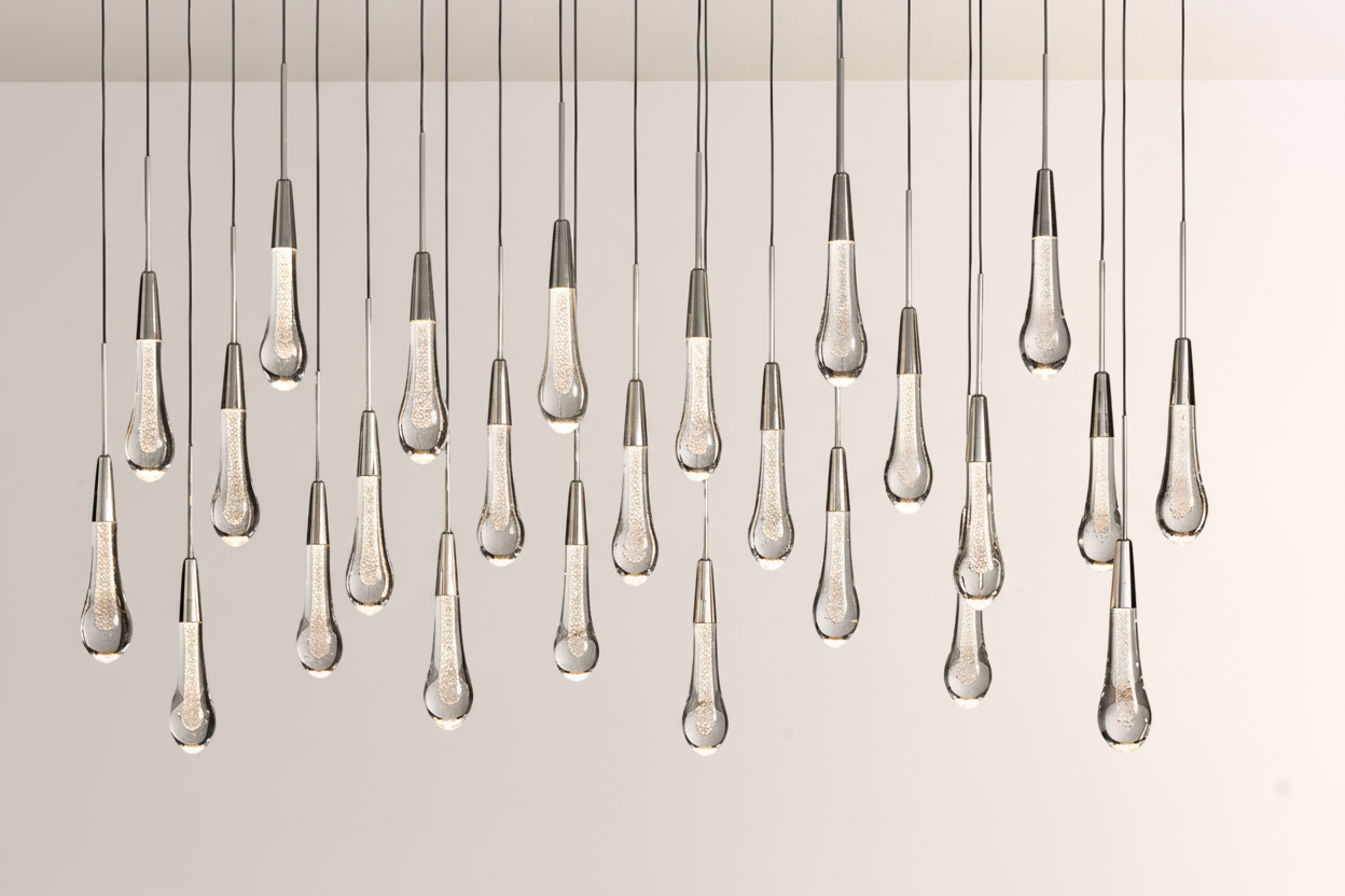 Raindor Glass Solitaire Linear Chandelier
