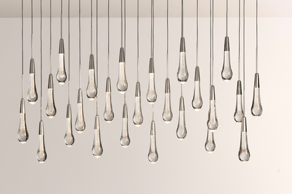 Raindrop Glass Solitaire Linear Chandelier