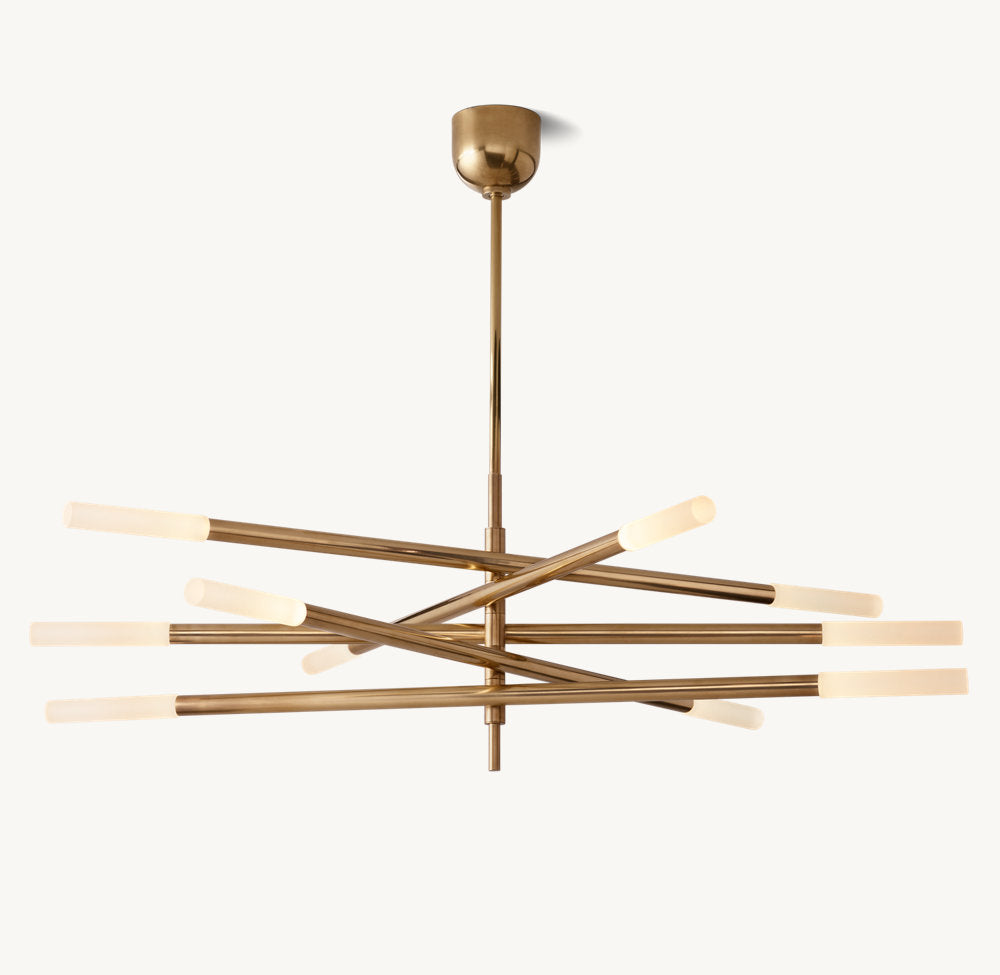 Rousselle Ten-Light Etched Rod Mobile Chandelier