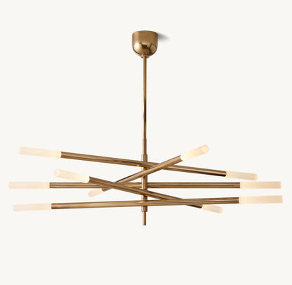 Rousselle Ten-Light Etched Rod Mobile Chandelier