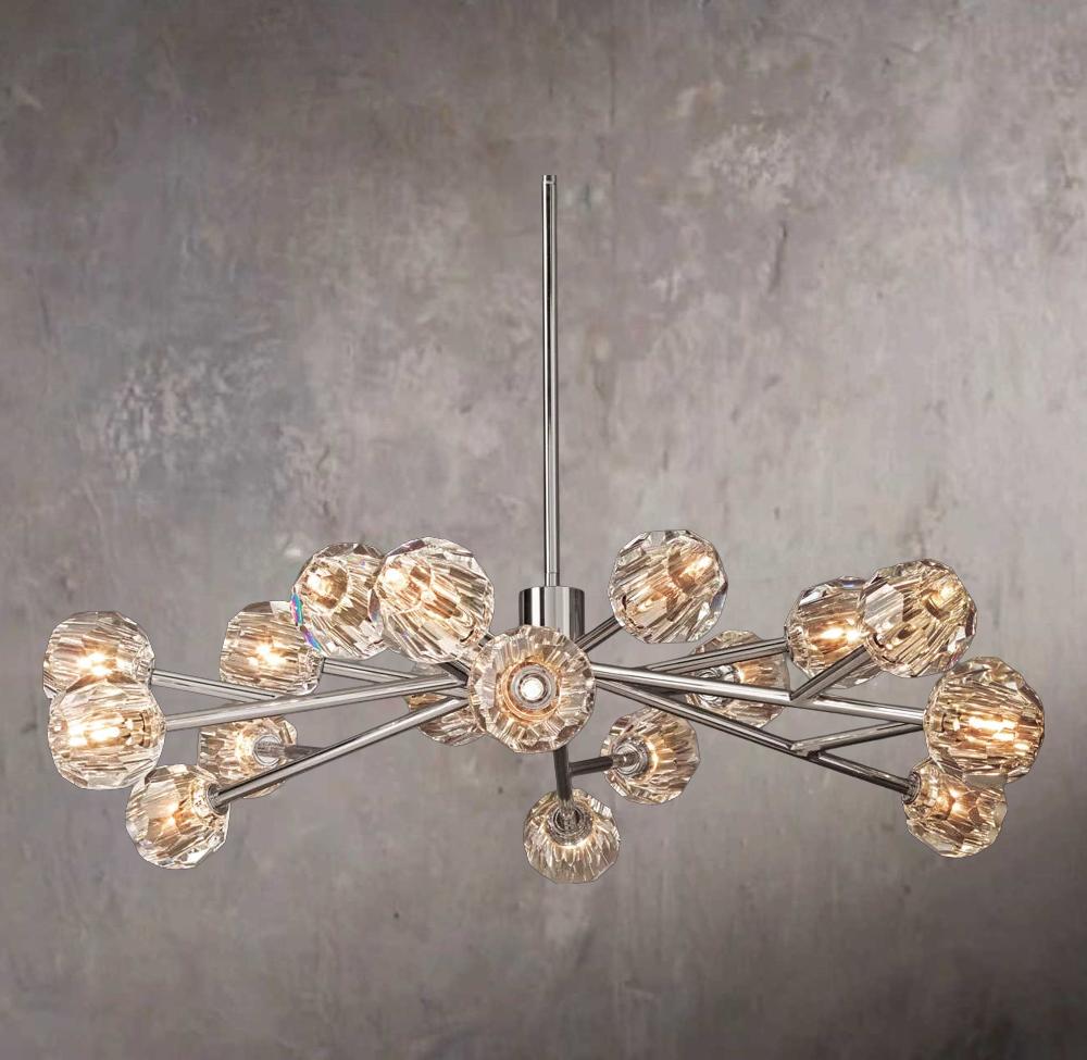 Crystal Sphere Clear Glass Round Chandelier 48"