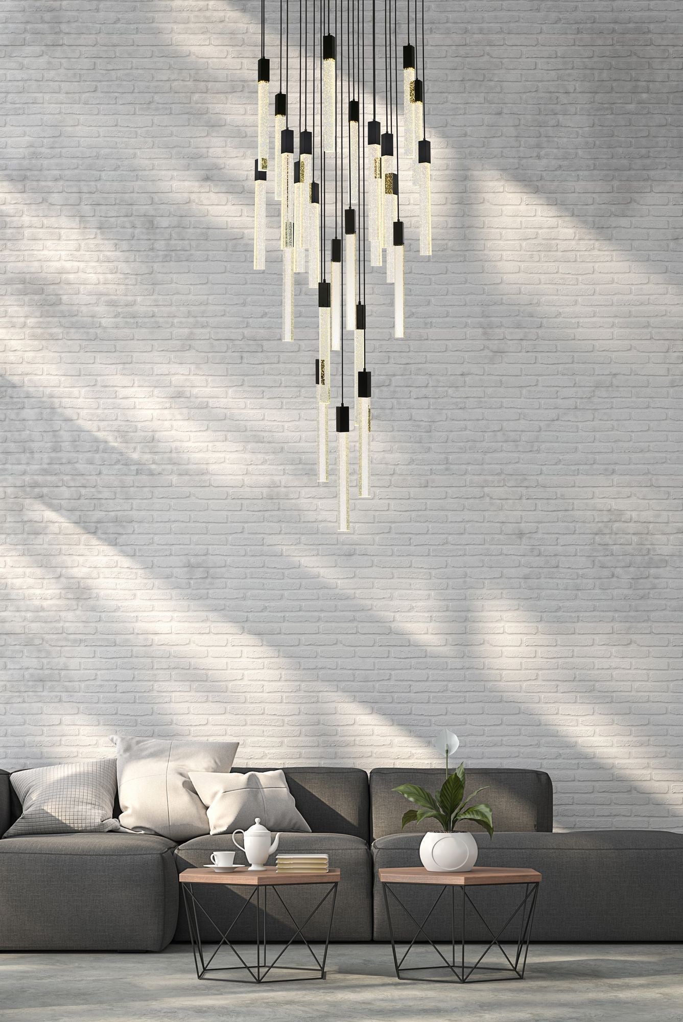 Weston 42" Wide Black Crystal 25-Light LED Cluster Pendant