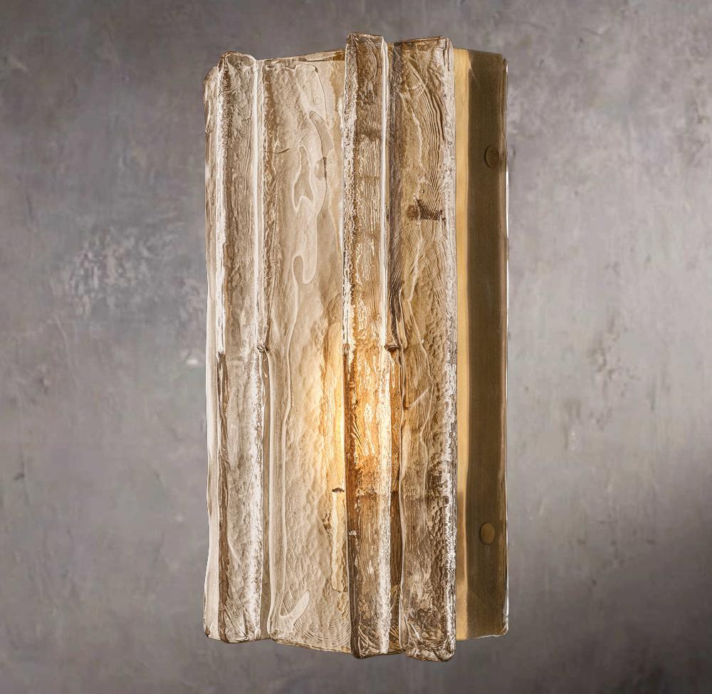 Latticed Smoke Glass Wall Sconce 15"