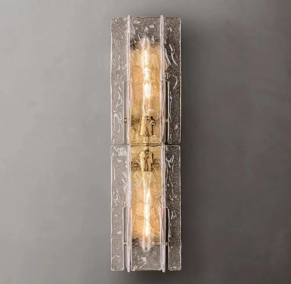Latticed Smoked Glass Wall Sconce 30"